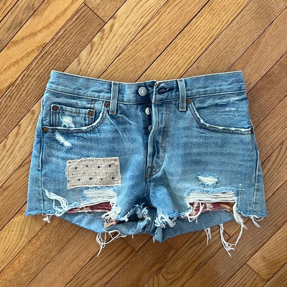 Levi’s Patchwork Denim Cutoff Shorts